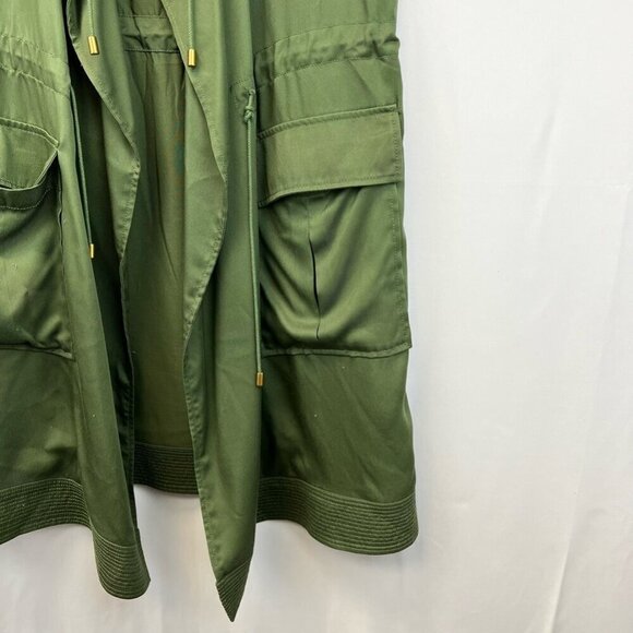 Gap Womens Vest Jacket Green Open Flap Pockets Drawstring Waist Band Collar S - Picture 8 of 11